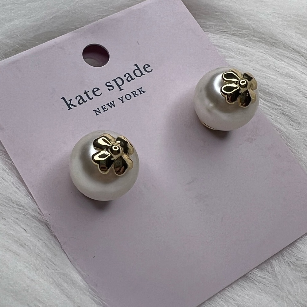 kate spade Gold-Flower Pearl Stud Earrings